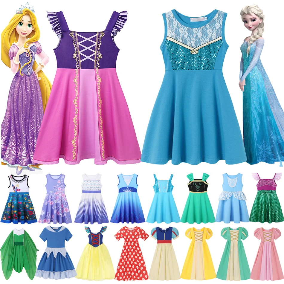 Top Trends: Disney Frozen Elsa Anna Ariel Rapunzel Baby Girl Casual Princess Dresses Minnie Jasmine Cosplay Costumes Snow White Kid Vestidos Shoppable Styles