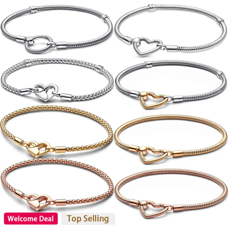 Top Trends: 2023 New Women&#039;s Popular Eternal Love Heart Logo Studded Bracelet For Original Charm Pendant DIY Jewelry Shoppable Styles