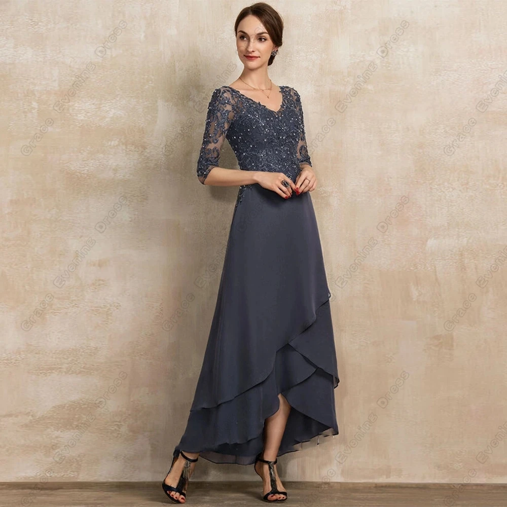 Top Trends: Grey Strapless Mother Of Bride Dresses For Women Three Quarter Wedding Party Dresses With Lace Beading 2023 Summer Vestidos De Shoppable Styles