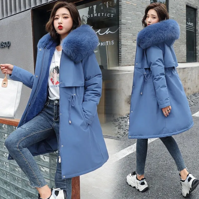 Top Trends: Winter Jacket 2023 New Women Clothes Fashion Hooded Fur Collar Thick Loose Warm Snow Wear Padded Parka M-6XL Shoppable Styles