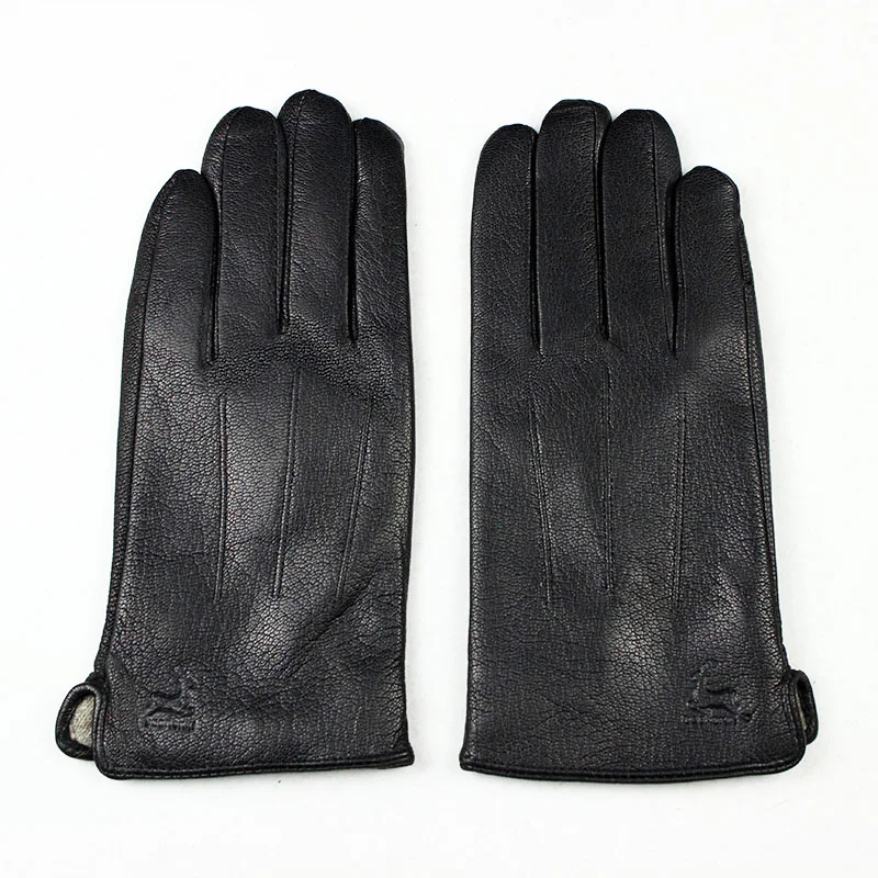 Top Trends: Guantes Leather Gloves Male Deerskin Fashion Stripes Style Wool Lining Spring And Autumn Warm Price Concessions Shoppable Styles