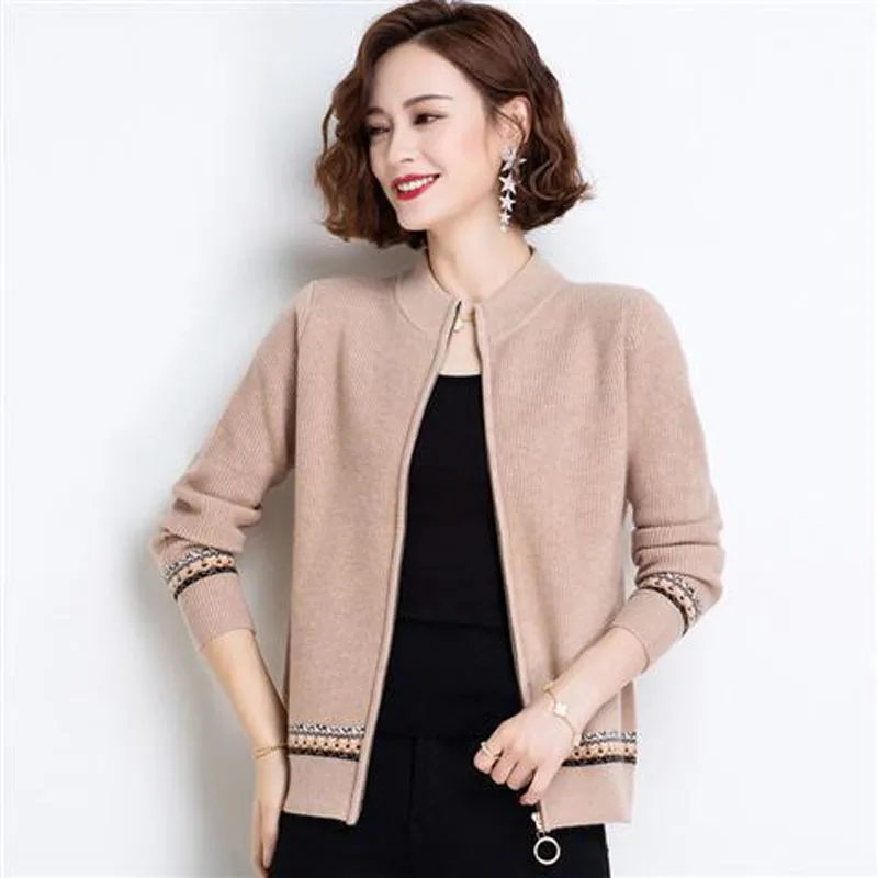 Top Trends: Chinese Style Printing Zipper Premium Cardigan Half High Collar Thick Women's Clothing Slim Embroidery Hot Selling Wild Knitting Shoppable Styles - Image 5