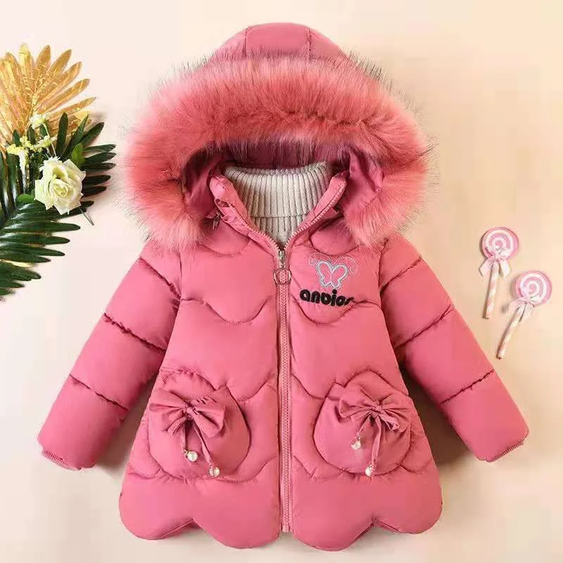 Top Trends: 2-5 Years Baby Girl Thicken Down Jacket Hooded Outerwear Children Clothing Winter Warm Overcoat New Casual Girl Bow Solid Coats Shoppable Styles