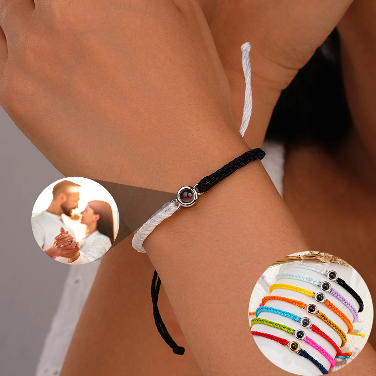 Top Trends: New Stainless Braided Bracelet Custom Projection Picture Bracelet Personality Dual Color Projection Bracelet Memorial Gift Shoppable Styles