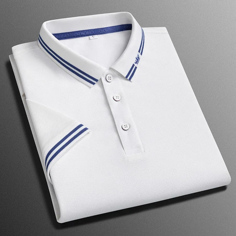 Top Trends: 2023 New Summer Breathable Luxury Men&#039;s Shirts Cotton Embroidered Business Hot Short Sleeve Top POLO Shirt For Men Casual Formal Shoppable Styles