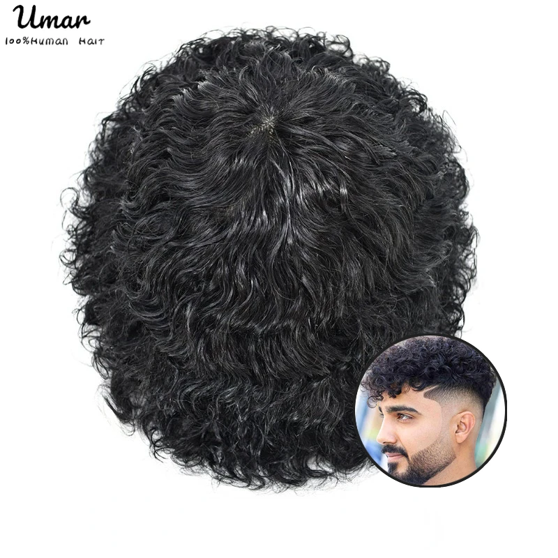 Top Trends: 20mm V-Loop Thin Skin Curly Hair System Unit Deep Curly Toupee For Men For Black Men Male Hair Prosthesis Wigs For Men Shoppable Styles