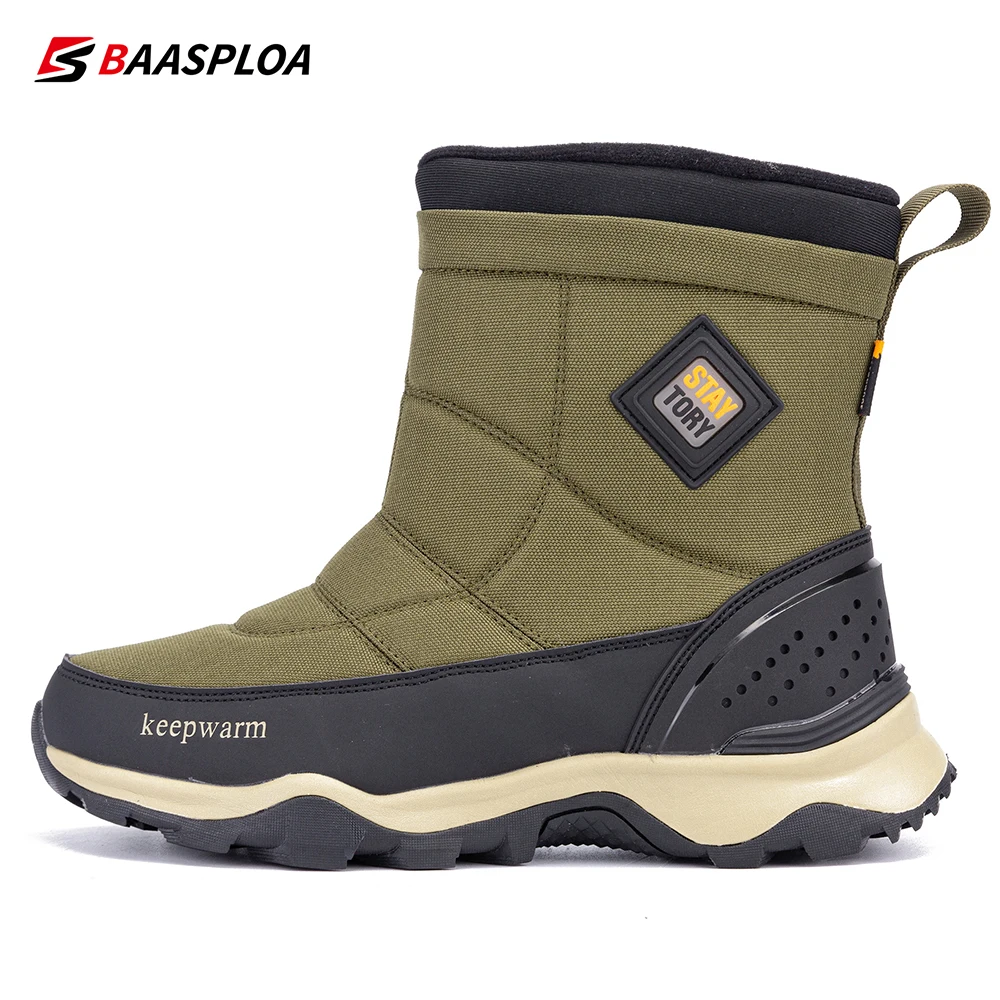 Top Trends: Baasploa 2023 New Winter Warm Men's Shoes Waterproof Leather Cotton Snow Boot Non-slip Thick Bottom Male Walking Hiking Shoes Shoppable Styles