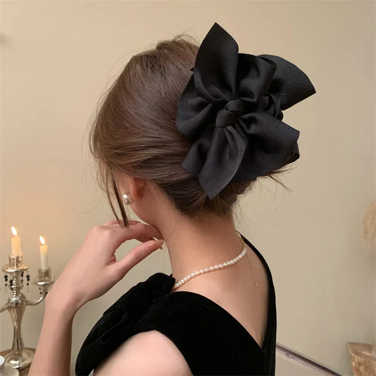 Top Trends: New Large Fabric Large Bow Grasping Clip Retro Ponytail Braid Claw Clip Trendy Sweet Girl Hair Clip Delicate Hair Accessories Shoppable Styles