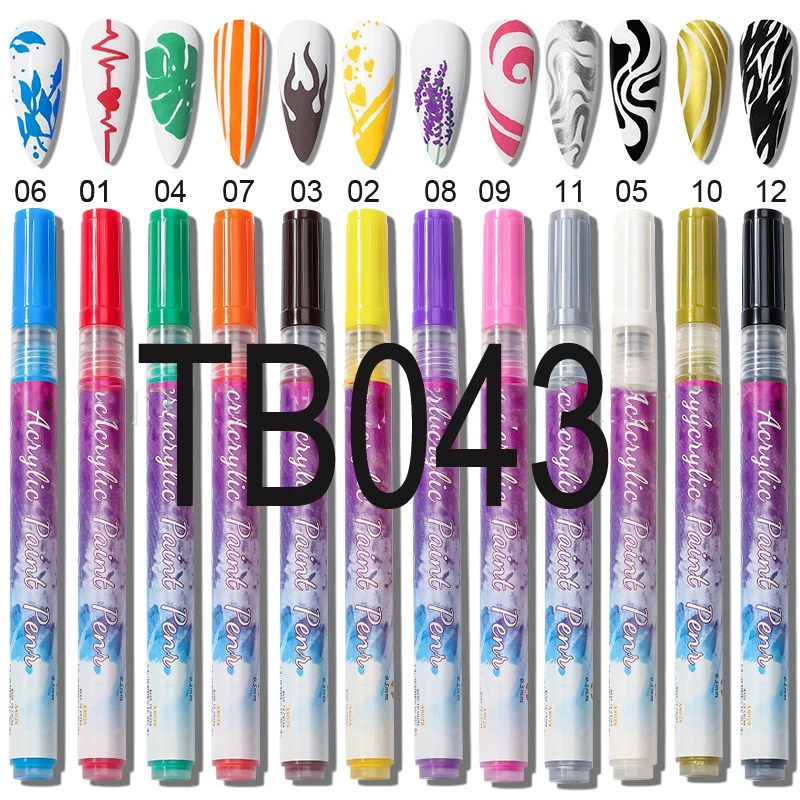 Top Trends: 12Colors Graffiti Acrylic Nail Paint Pen Set Nail Art Waterproof Drawing Liner Polish Pen 1*KIT Abstract Lines Manicure Polish* Shoppable Styles