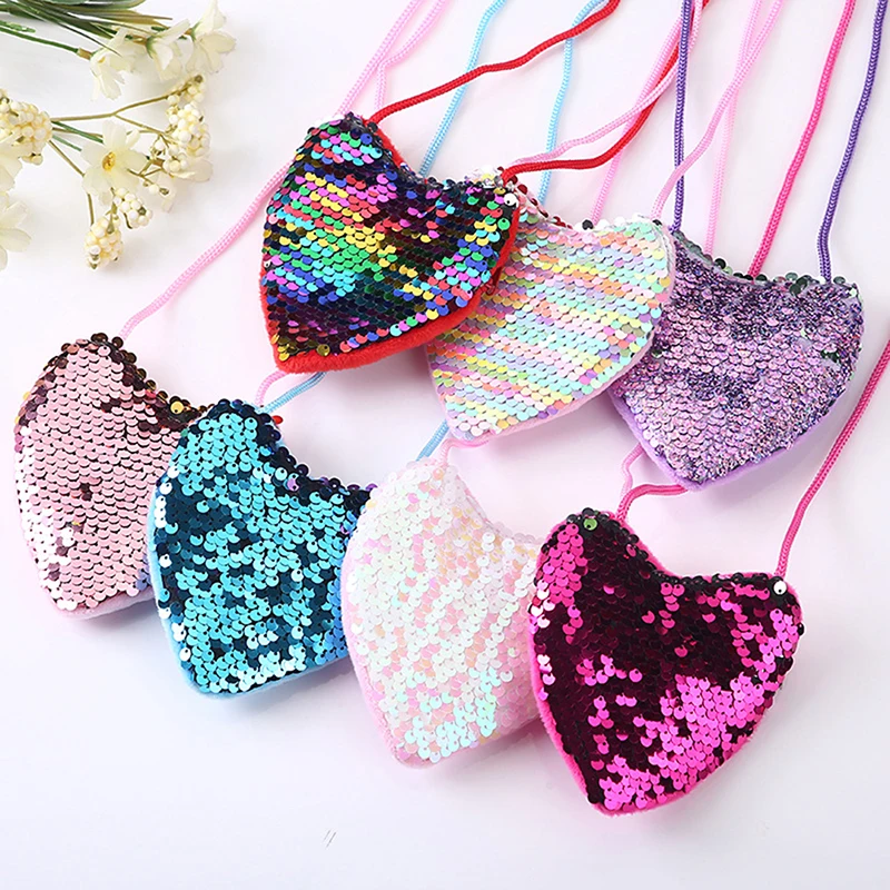 Top Trends: Fashion Girl Sequin Coin Purse Little Girl Messenger Love Bag Girl Cute Shoulder Bag Kindergarten Children&#039;s Coin Purse Toddler Shoppable Styles