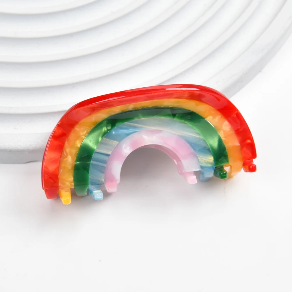 Top Trends: Creative Rainbow Acetate Claw Clip Shark Hair Clip For Women Hair Accessories Girls Fashion Headwear Hair Crab 2023 New Shoppable Styles