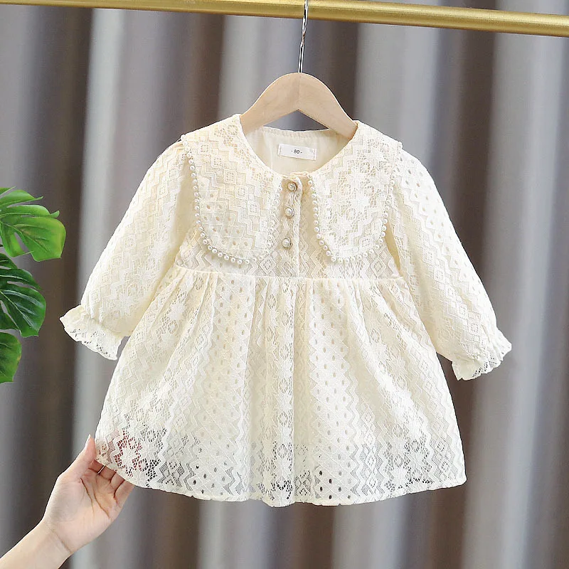 Top Trends: Spring Autumn Baby Girls Sweet Bow Princess Dress Children Kids Infants Lace Long Sleeve Dresses Baby Girls Cloths Shoppable Styles