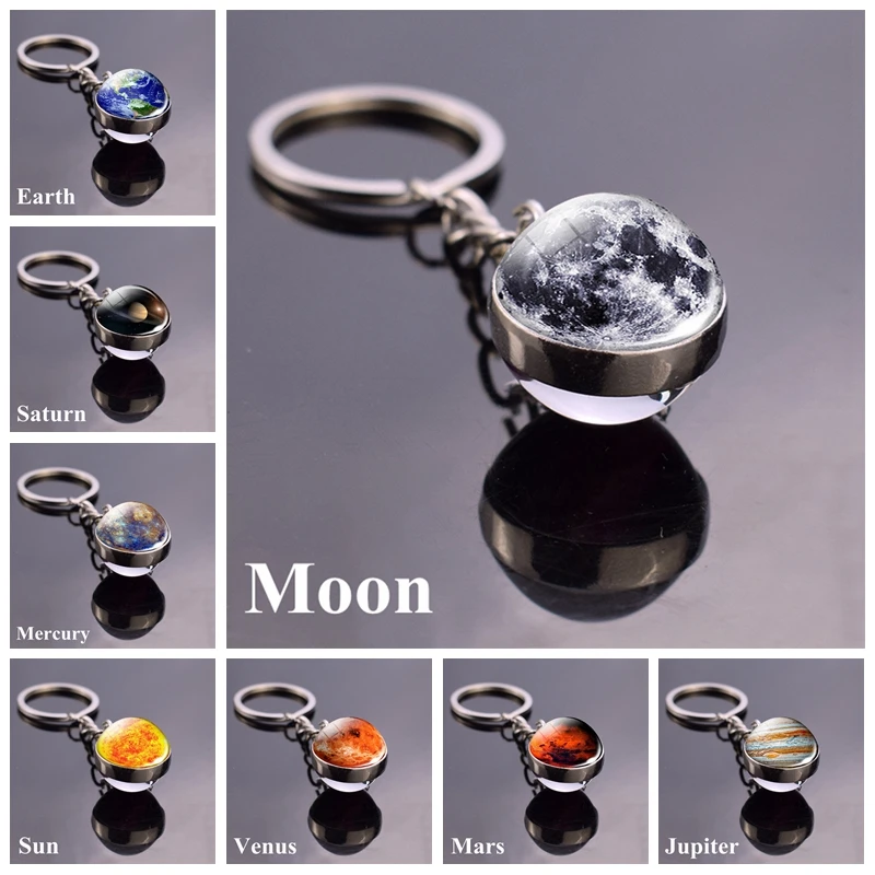 Top Trends: Solar System Planet Keyring Galaxy Nebula Space Keychain Moon Earth Sun Mars Art Picture Double Side Glass Ball Key Chain Shoppable Styles