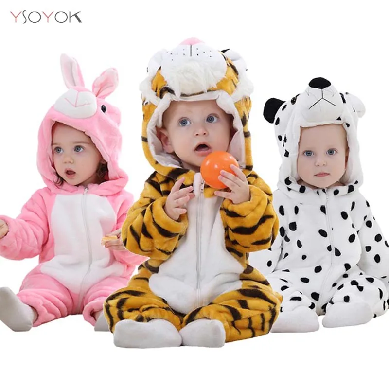 Top Trends: Baby Rompers Tiger Girls Clothes New Born Baby Cartoon Pajamas Winter Animal Flannel Outfits Toddler Costume Baby Boys Jumpsuits Shoppable Styles