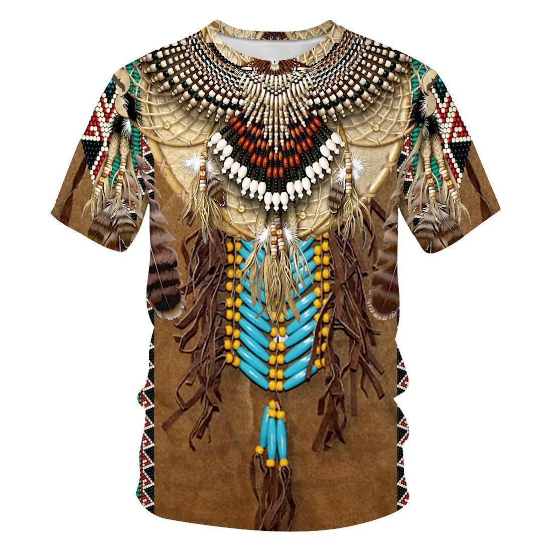 Top Trends: Men's 3D Printed T-shirt, Indian Style Unisex Clothing, Short Sleeved Summer Top, Fashionable Large Casual Loose Fitting T-shirt Shoppable Styles