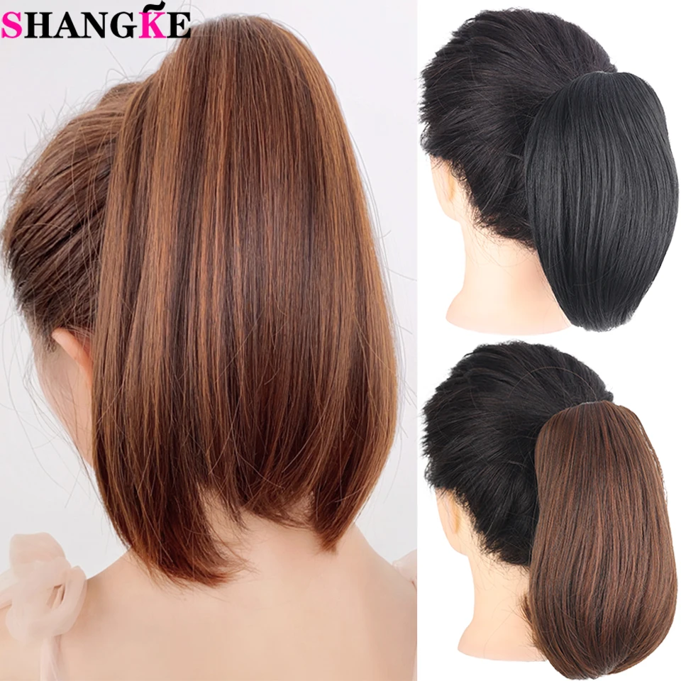 Top Trends: SHANGKE Synthetic Short Straight Claw Clip On Ponytail Hair Extension Ponytail Extension Hair For Women Pony Tail Hair Hairpiece Shoppable Styles