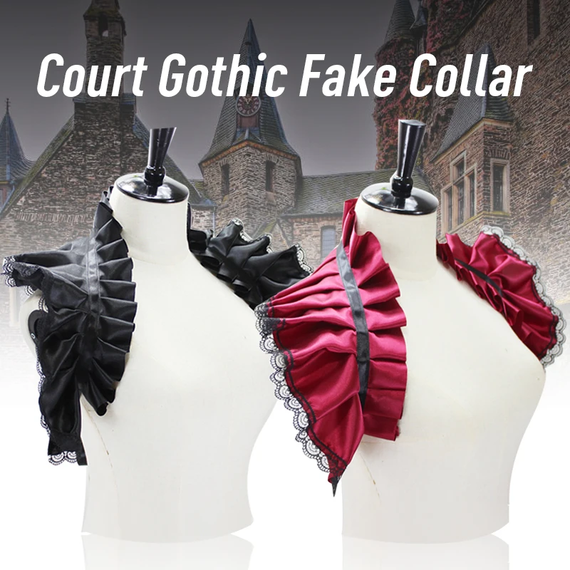 Top Trends: Renaissance Satin Neck Ruff Ruffled Collar Gothic Fake Collar Pleated Sleeve Shawl Stage Costumes Cosplay Victorian Neck Ruff Shoppable Styles - Image 2