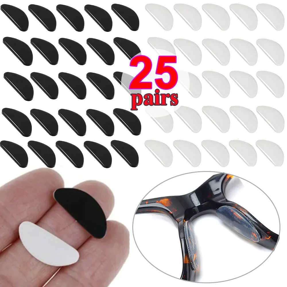 Top Trends: 25 Pairs Glasses Nose Pads Adhesive Silicone Nose Pads Non-slip Clear Black Thin Nosepads For Glasses Eyeglasses Accessories Shoppable Styles