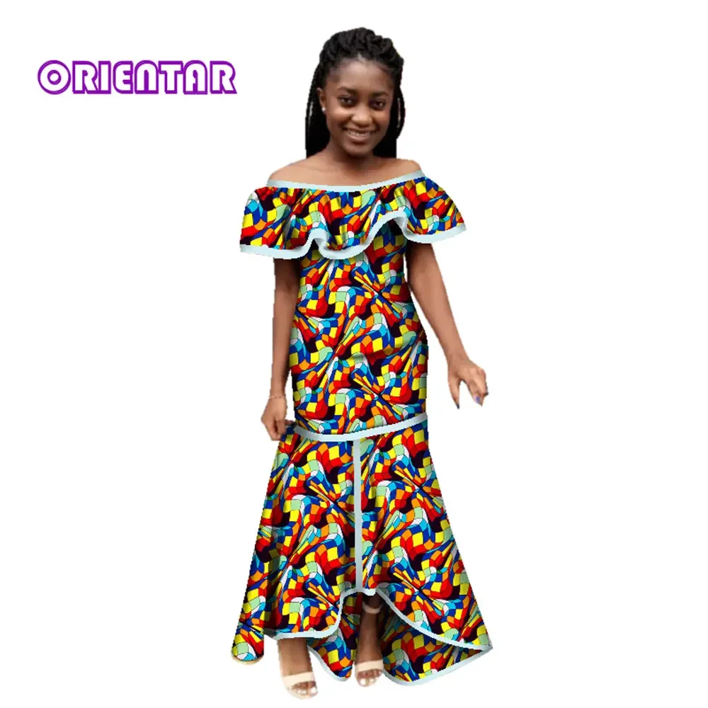 Top Trends: Fashion Women African Dress Slash Neck Long Maxi Dress Bazin Riche African Print Clothing For Women Party Evening Dress WY2781 Shoppable Styles