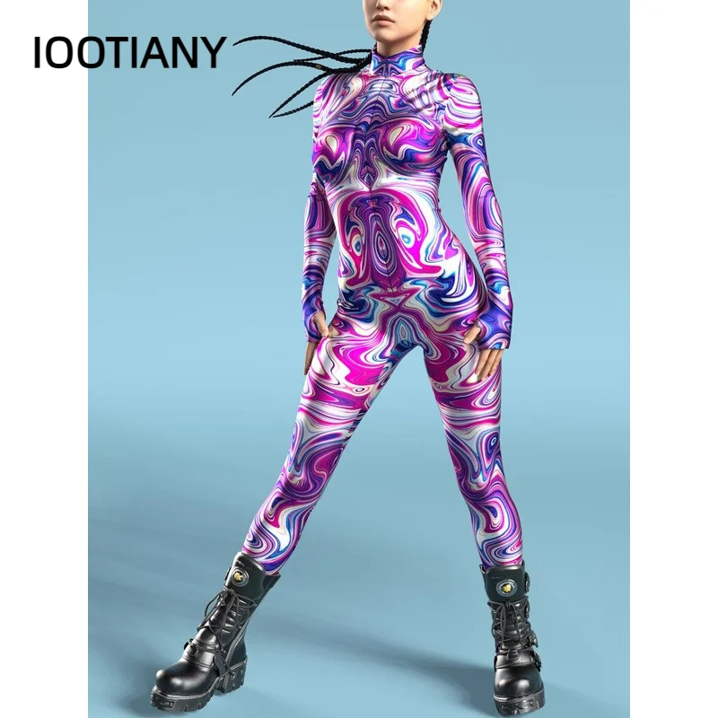 Top Trends: IOOTIANY Halloween Party Abstract Geometry 3D Print Women Sexy Skinny Jumpsuit Carnival Cosplay Costumes Fancy Bodysuit 2024 Shoppable Styles