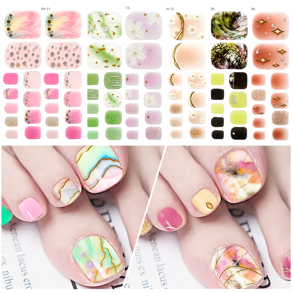 Top Trends: Nail Stickers Foot Stickers Toe Nail Decoration Nail Art Manicure Decals Full Cover Self Adhesive Stickers Waterproof Nail Tool Shoppable Styles