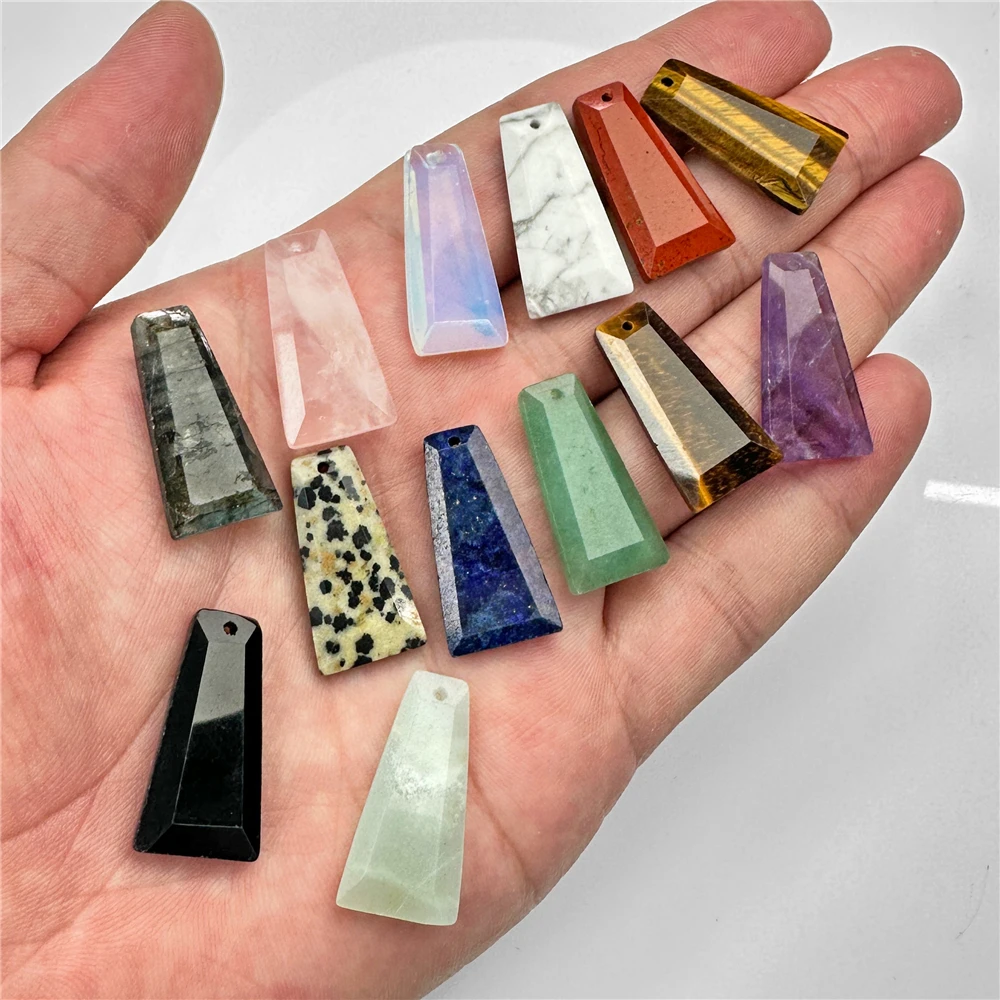 Top Trends: Trapezoid Natural Stone Pendants Labradorite Tiger Eye Amethysts Lapis Gems Beads Pendant For Finding Making Necklaces Earrings Shoppable Styles