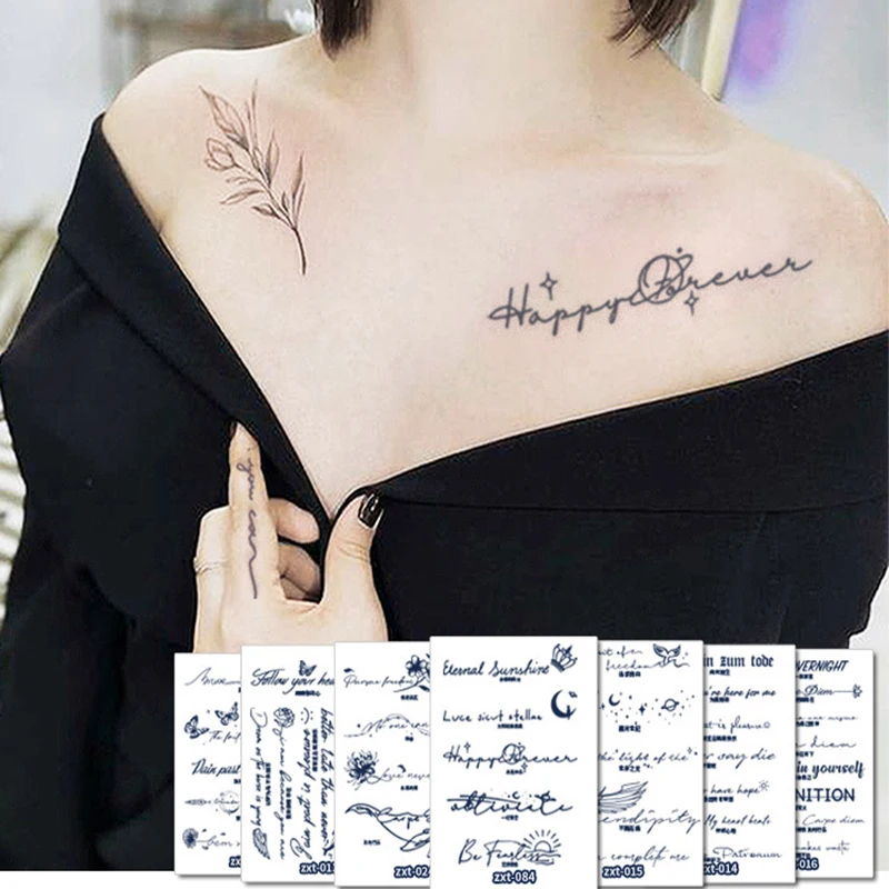 Top Trends: Waterproof Sweatproof Temporary Tattoo Stickers Creative English Letters Long Lasting 15 Days Herbal Juice Tattoo Shoppable Styles