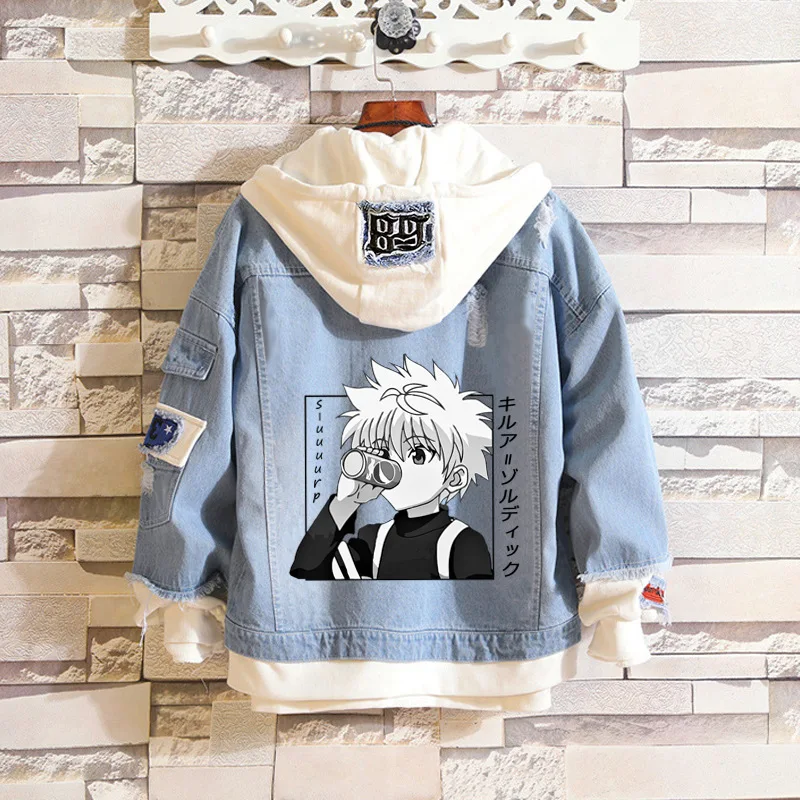 Top Trends: New Killua Zoldyck Denim Jacket Hoodie Anime Hunter X Hunter Hisoka Hoodies Yoyo Sweat Jeans Cool Killua Zolodik Figurine Unisex Shoppable Styles