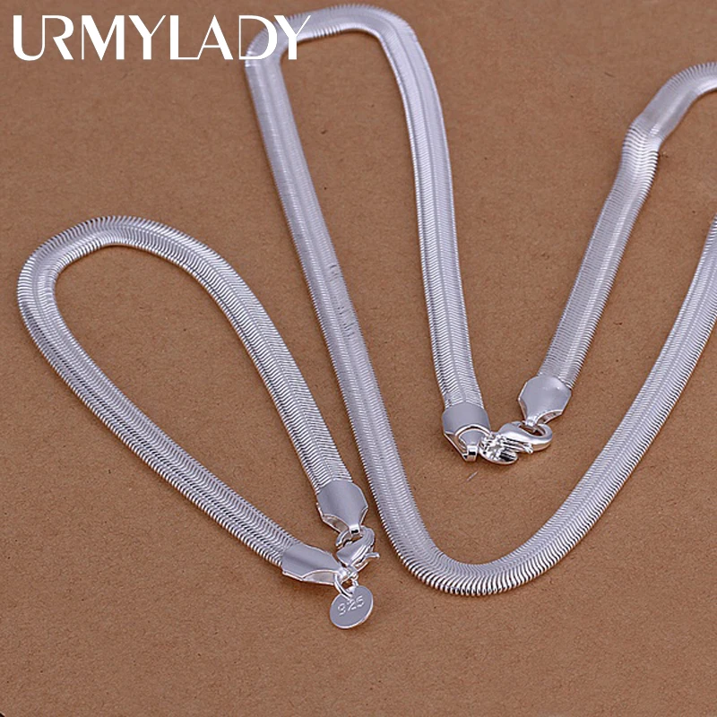 Top Trends: Wholesale 925 Sterling Silver Necklace Bracelets Jewelry Set 6MM Flat Soft Snake Chain Fashion Silver Women Mens Wedding Shoppable Styles