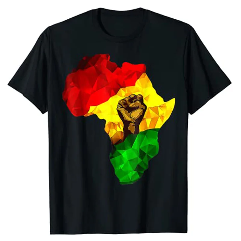 Top Trends: Africa Map Rising Hand Juneteenth African Pride Freedom Day T-Shirt Black History Apparel Streetwear Black-proud Graphic Tee Top Shoppable Styles