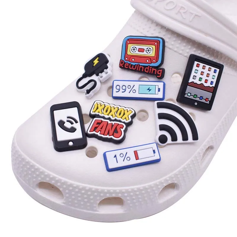 Top Trends: Wholesale 1pcs PVC Shoe Accessories For Crocs Charms Electronics Badge Women Sandals Buckle Kids Pins Men Decoration Jeans Shoppable Styles