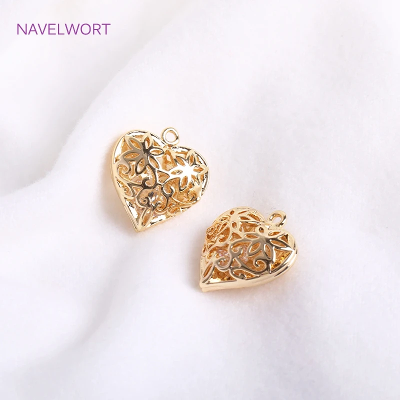 Top Trends: 14K Gold Plated Hollow Heart Charms For Jewelry Making, High Quality Brass Love Pendants For Earring Making Fittings Shoppable Styles