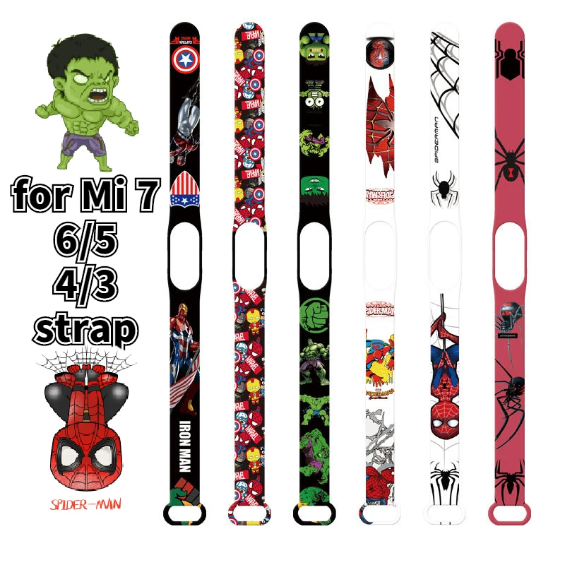 Top Trends: Disney Captain Print Xiaomi Strap For Mi Band7 / 6 / 5 / 4 / 3NFC Cartoon Figure Hulk Iron Man Print Watch Replacement Band Kids Gifts Shoppable Styles