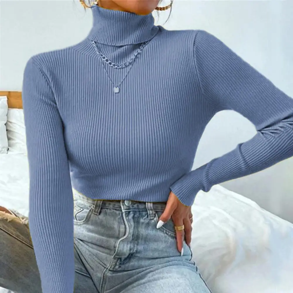 Top Trends: New 2023 Autumn Winter Women Long Sleeve Knit Turtleneck Pulls Sweater Casual Rib Jumper Tops Female Home Pullover Clothes Shoppable Styles - Image 4