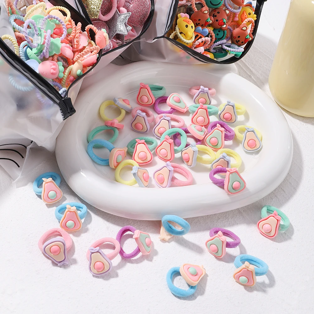 Top Trends: 10pcs Lovely Cartoon Kids Elastic Hair Bands Girls Candy Macaron Hair Ties Ropes Stripe Ponytail Holder Kids Colorful Ornaments Shoppable Styles - Image 4