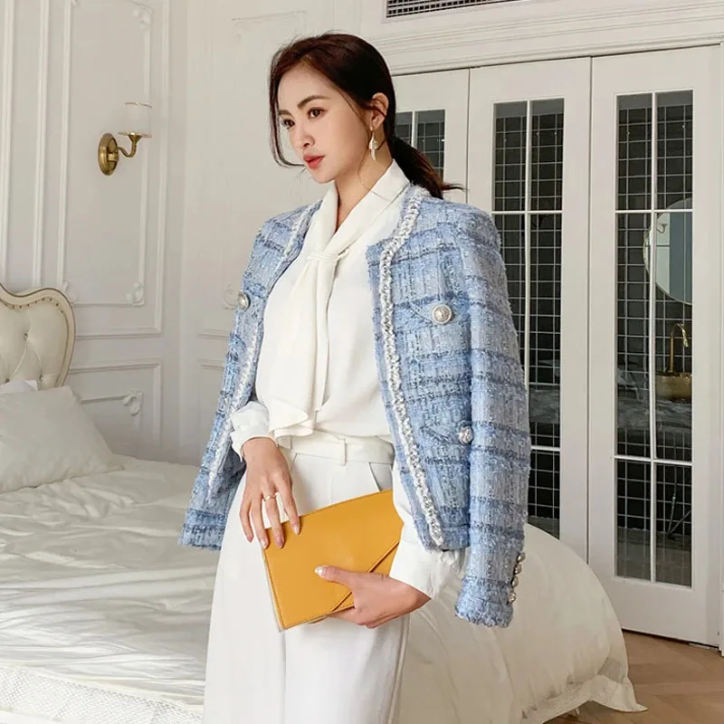 Top Trends: Women&#039; Small Fragrance Temperament Plaid Coat 2024 Autumn New Lady Style Long-sleeved Tassel Tweed Coat High-end Ladies Jacket Shoppable Styles