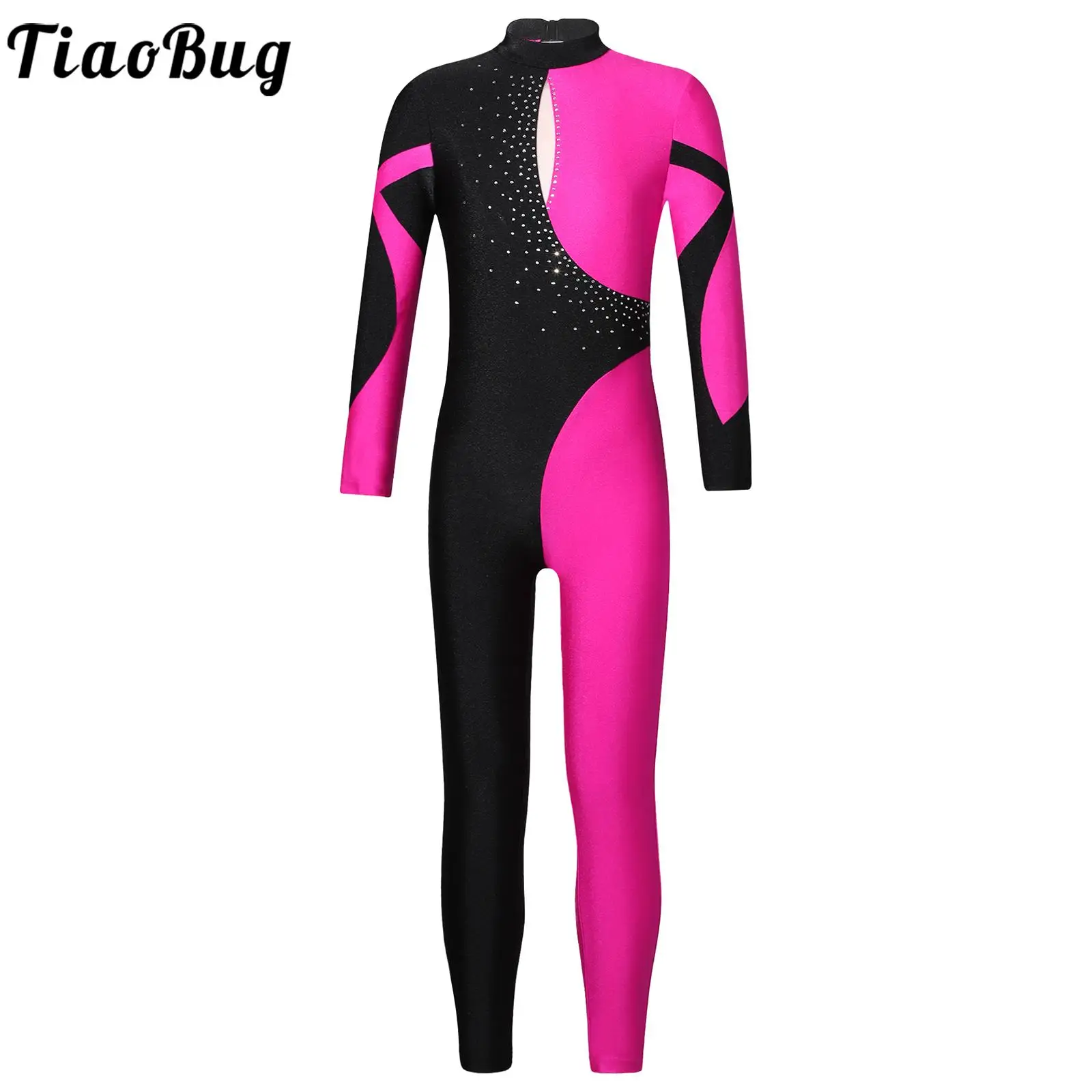 Top Trends: Kids Long Sleeve Rhinestone Full Body Unitard Bodysuit Dancewear Girls Gymnastics Leotards Skating Jumpsuits Performance Suit Shoppable Styles