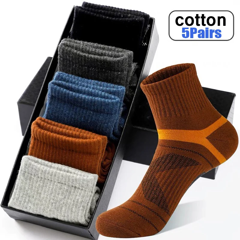 Top Trends: 5 Pairs / lot Men Cotton Socks Black Sports Socks Casual Run Summer Socks Men Breathable Male Sock Middle Tube Socken Large Size Shoppable Styles