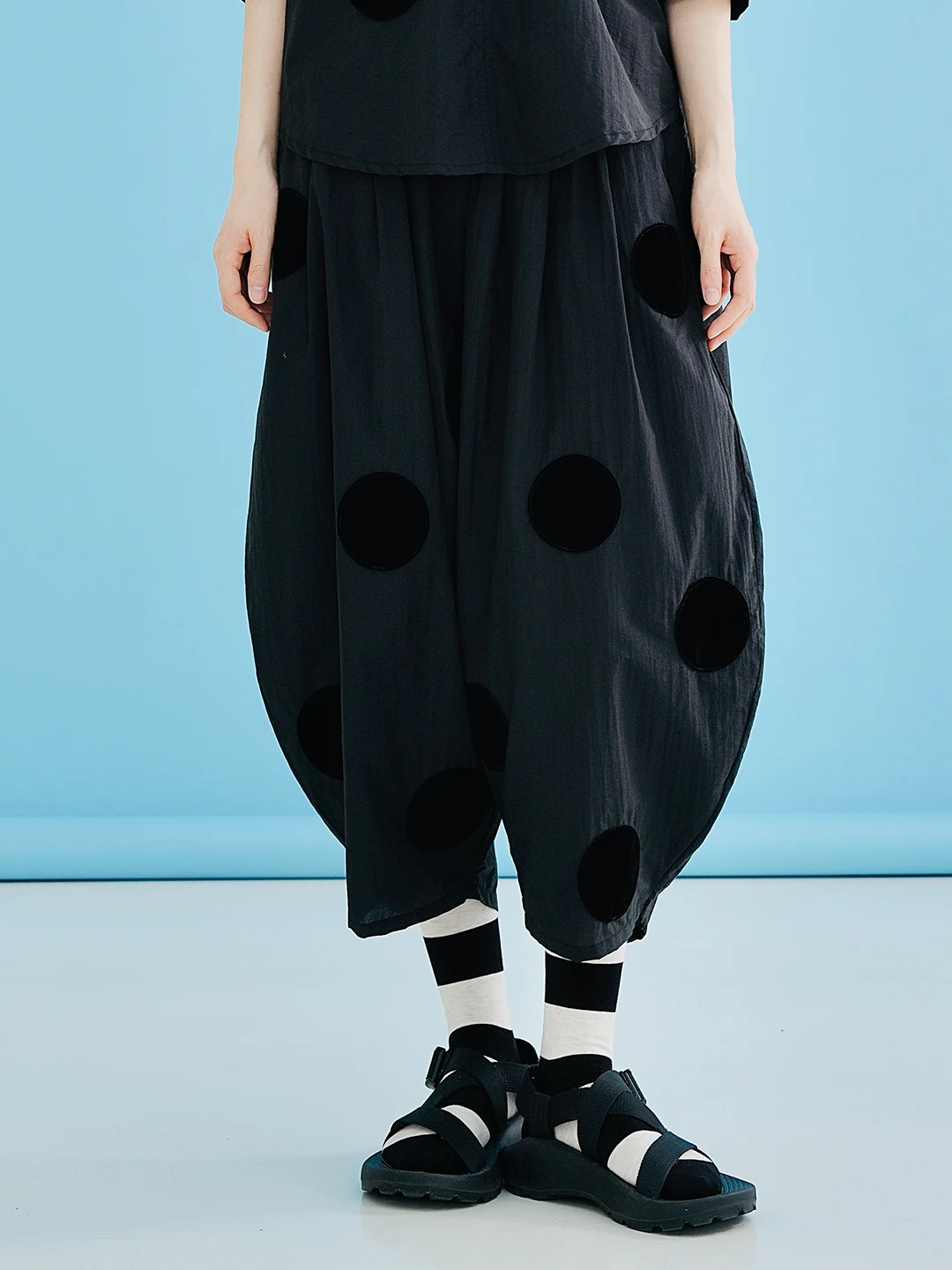 Top Trends: IMAKOKONI Original Design Black Polka Dot Thin Style Wide Leg Pants Summer Casual Loose Women&#039;s Pants Nine Points Pants 223689 Shoppable Styles