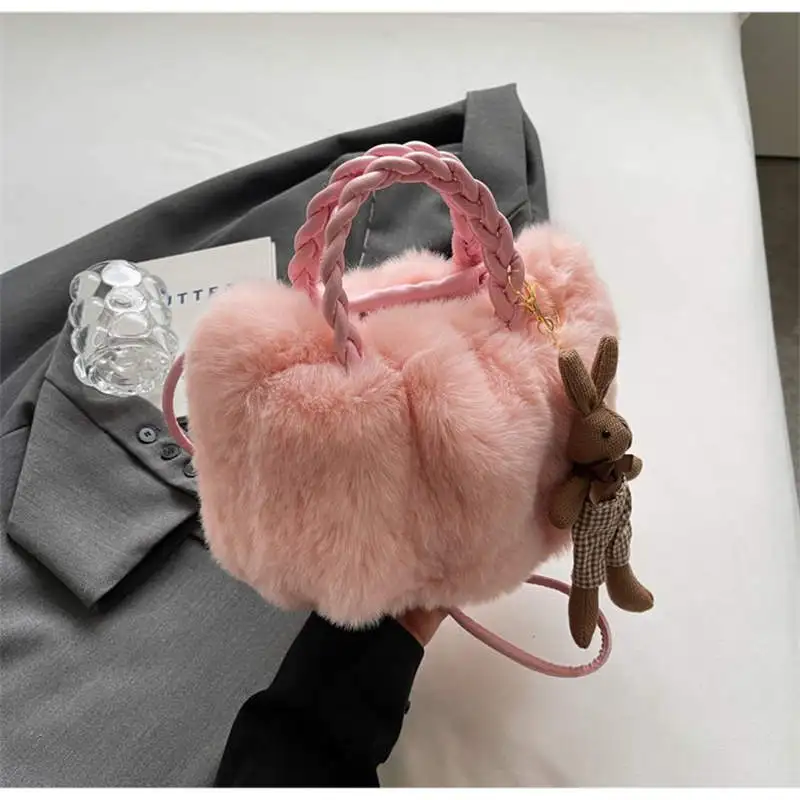 Top Trends: Winter Cute Plush Tote Bag Crossbody Bags For Women Shoulder Bag New Lamb Velvet Bag Lady Girl Autumn Small Soft Fur Handbag Shoppable Styles