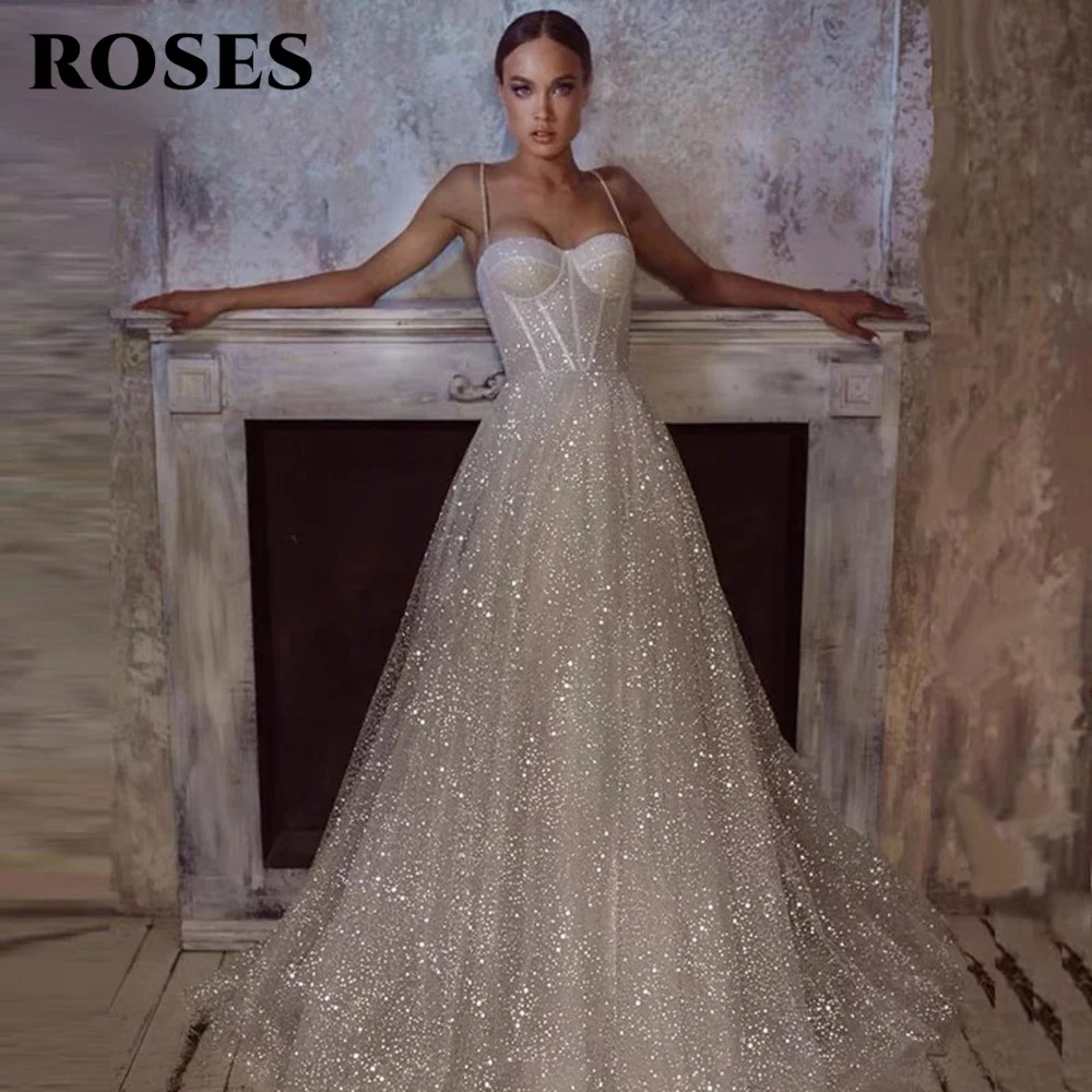 Top Trends: Blingbling Bride Gowns Glitter Wedding Dresses For Women Sequins Bride Dress Vestidos De Novia Luxurious A-Line Bridal Gown Shoppable Styles