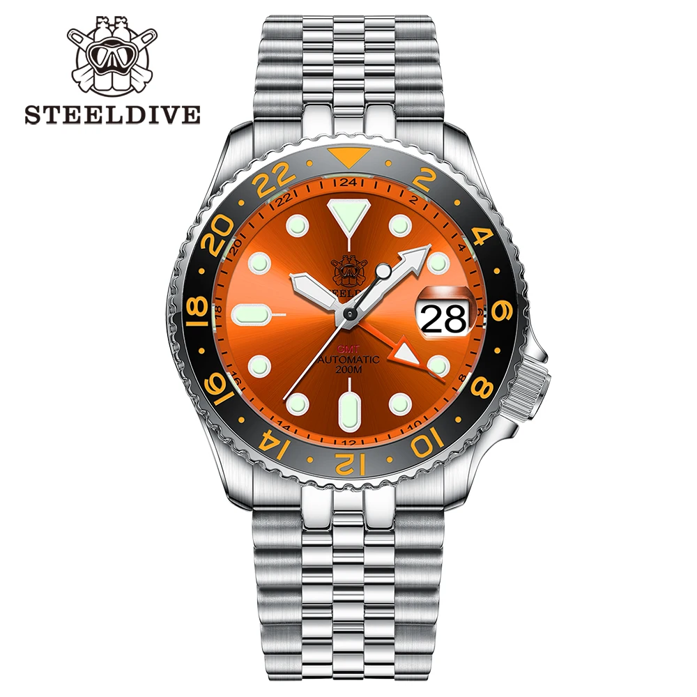 Top Trends: STEELDIVE SD1994 GMT 42MM Men Watch Ceramic Bezel Japan NH34 Movement Swiss Super Luminous Waterproof 200M Dive Watches Shoppable Styles