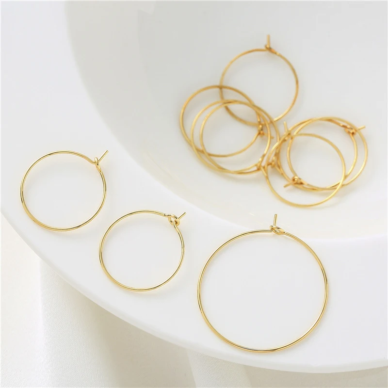 Top Trends: Brass 18K Gold Plated Circle Ear Wire Blank Hoops Earrings Loop Connectors DIY Handmade Dangle Earrings Jewelry Making Supplies Shoppable Styles