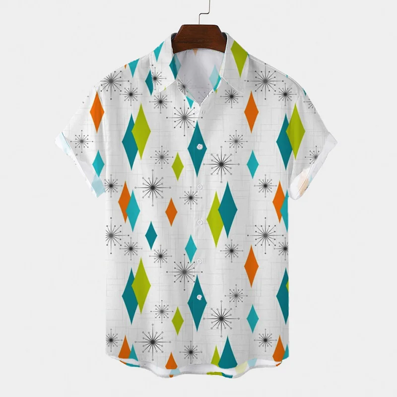 Top Trends: Hawaiian Shirt Men's Summer 3D Geometric Pattern Printed Short Sleeved Men's Vacation Beach Top T-shirt Men's Oversized Clothes Shoppable Styles