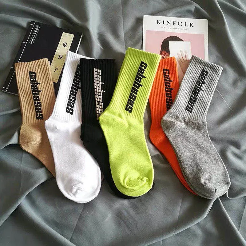 Top Trends: Streetwear Skateboard Harajuku CPFM Kanye West Socks Letter Coconut 350 Calabasas Rap Basketball Hip Hop Fashion Cotton Socks Shoppable Styles