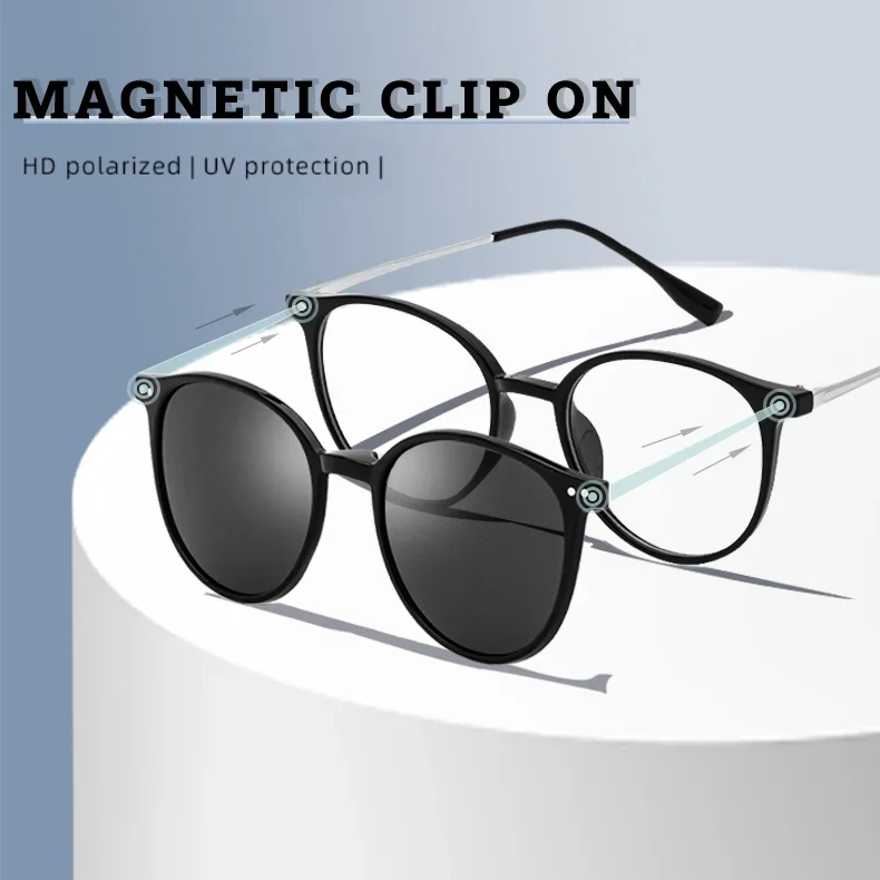 Top Trends: VICKY Magnetic Clip On Glasses Women Driving Polarised Round Pink Optical Myopia Eyewear Men Custom Prescription Glasses 2240 Shoppable Styles