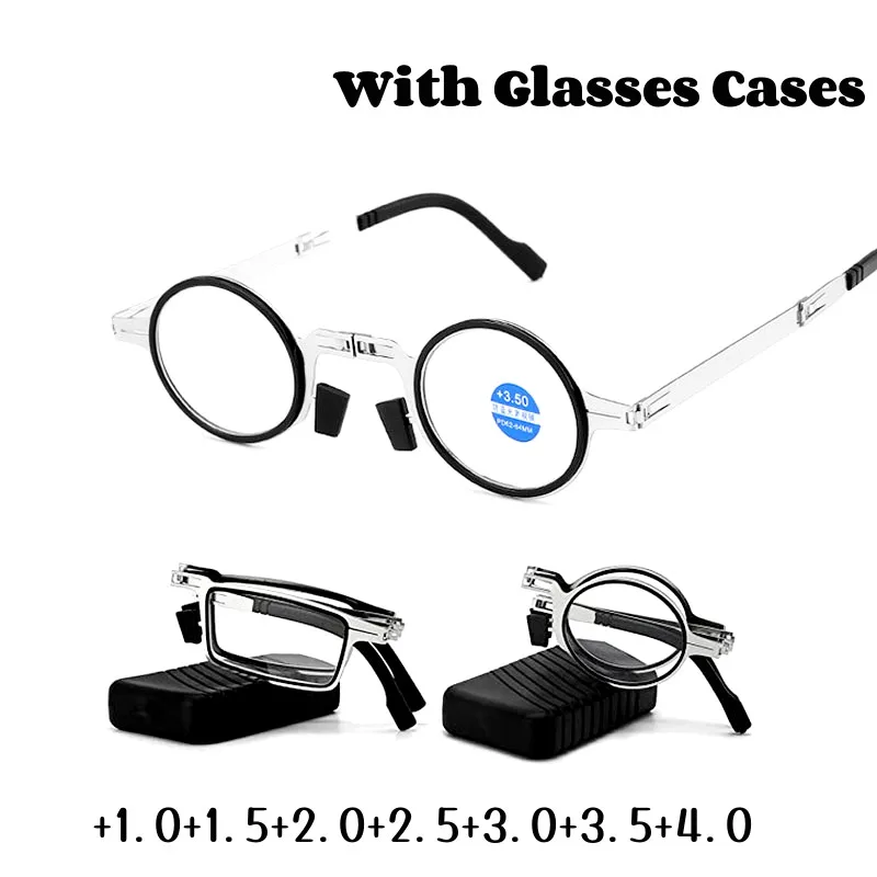 Top Trends: Metal Blue Light Blocking Reading Glasses Men Square Foldable Presbyopia Eyeglasses Portable Far Sight Eyewear With Glasses Box Shoppable Styles