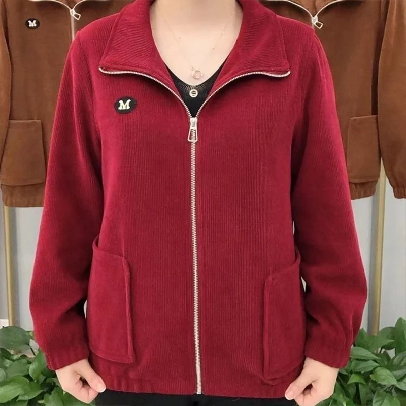 Top Trends: 2023 Winter Fleece Corduroy Jacket Women Zipper Solid Loose Casual Pockets Plush Coats Women Clothing Shoppable Styles