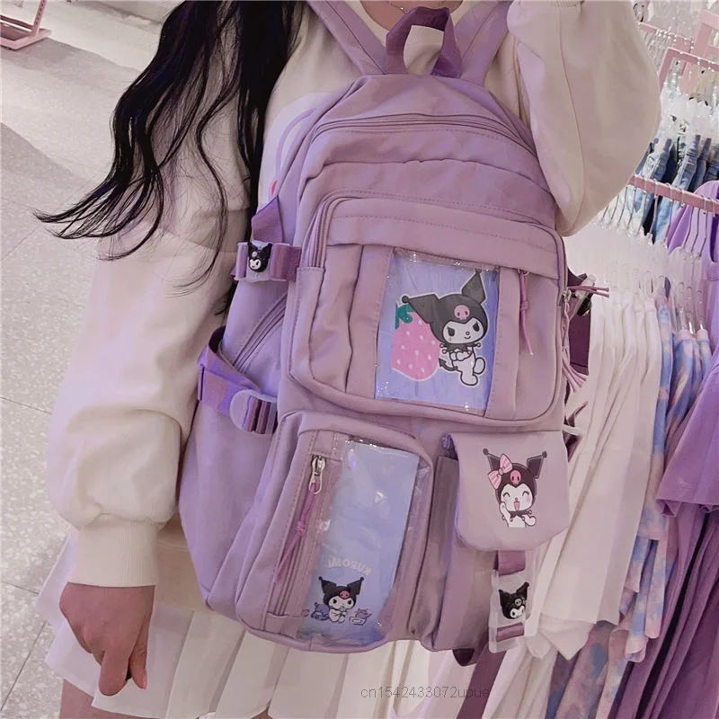 Top Trends: Sanrio Bags Cartoon Kuromi New Purple Backpack Large Capacity Y2k Student Schoolbags Women Korean Style Aesthetic Shoulder Bag Shoppable Styles - Image 4