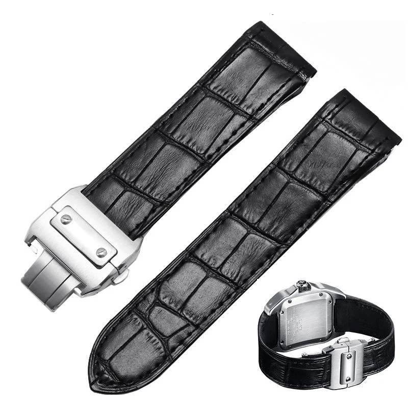 Top Trends: High Quality Leather Watch Strap Suitable For Cartier Santos Strap Santos 100 Men's And Women's Folding Buckle Strap 20mm 23mm Shoppable Styles